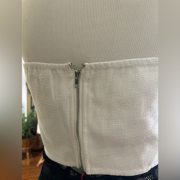 Bustier Tube Top White Pearl Embellished Front Cropped Sweetheart Bustline SZ M - Picture 4 of 9